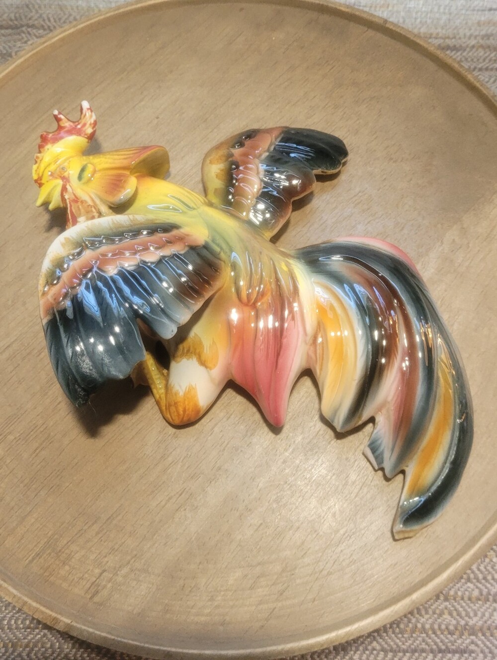 Norcrest Fighting Rooster Ceramic Wall Plaques Vintage Japan 3D. Vintage